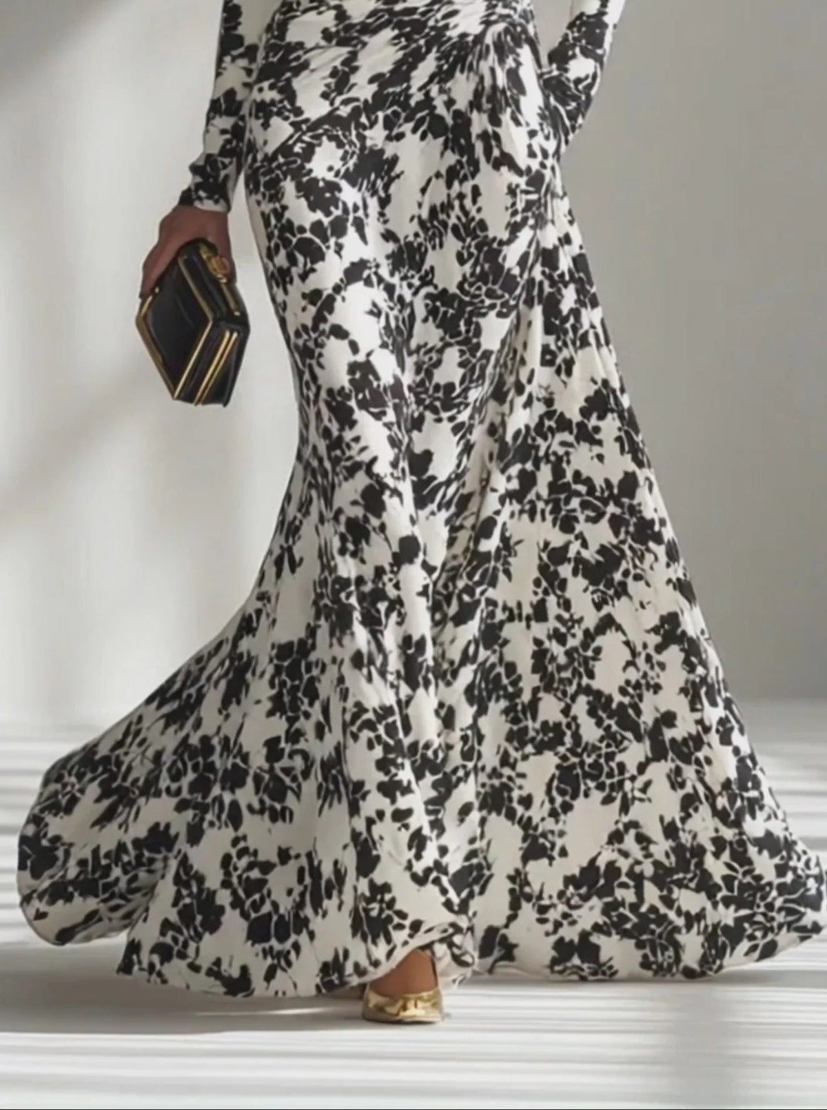 Nikita | Black & White Floral High-Neck Maxi Dress