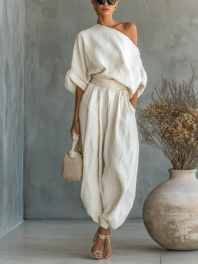 Helene | Two-Piece Set with Off-Shoulder Top
