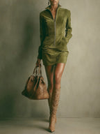 Georgina | Suede Zip Mini Dress