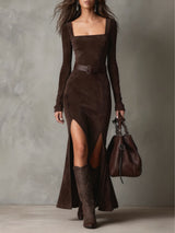 Ainsley | Faux Leather Maxi Dress