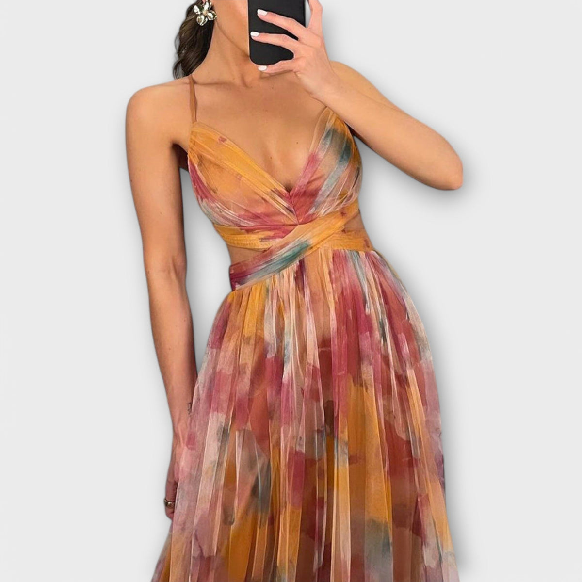 Annai Mesh Maxi Dress | Elegant and Figure-Shaping