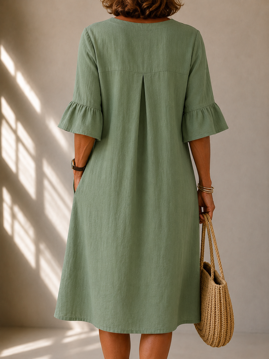 Buttoned Dress with Flared Sleeves Véronique