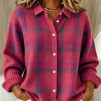 Ashley | Classic Checked knitted jacket with Collar