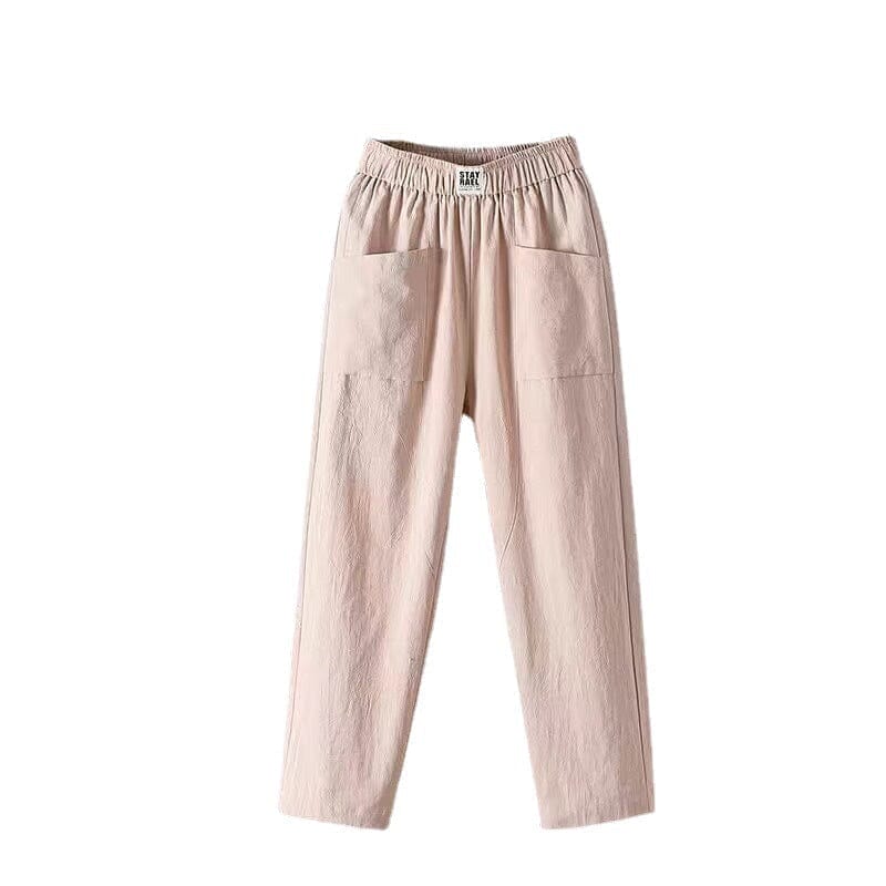 Classic Cotton Linen Trousers with Elasticated Waist
