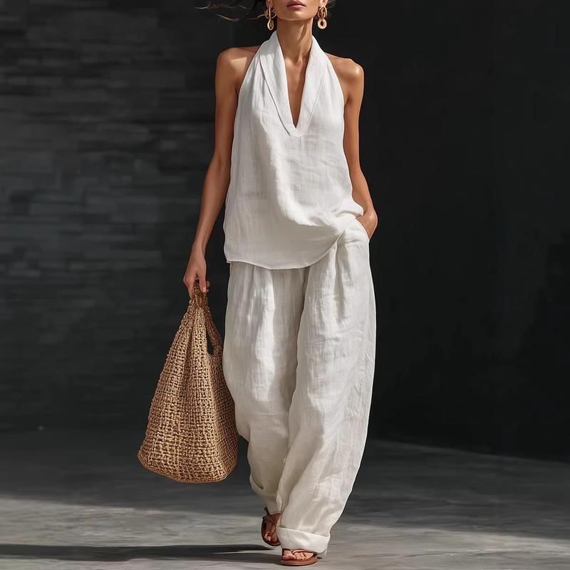Hildegard | Two-Piece Set in Textured Linen Fabric