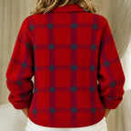 Brittany | Soft Checked knitted jacket with Buttons