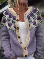 Keira | Sage Green Tulip Knitted Cardigan