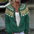 Olivia | Turquoise Fair Isle Knitted Cardigan
