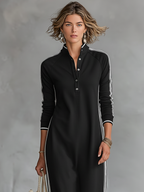 Sweat Maxi Dress with Button Collar
