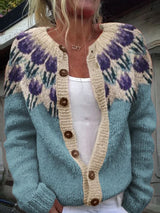 Keira | Sage Green Tulip Knitted Cardigan