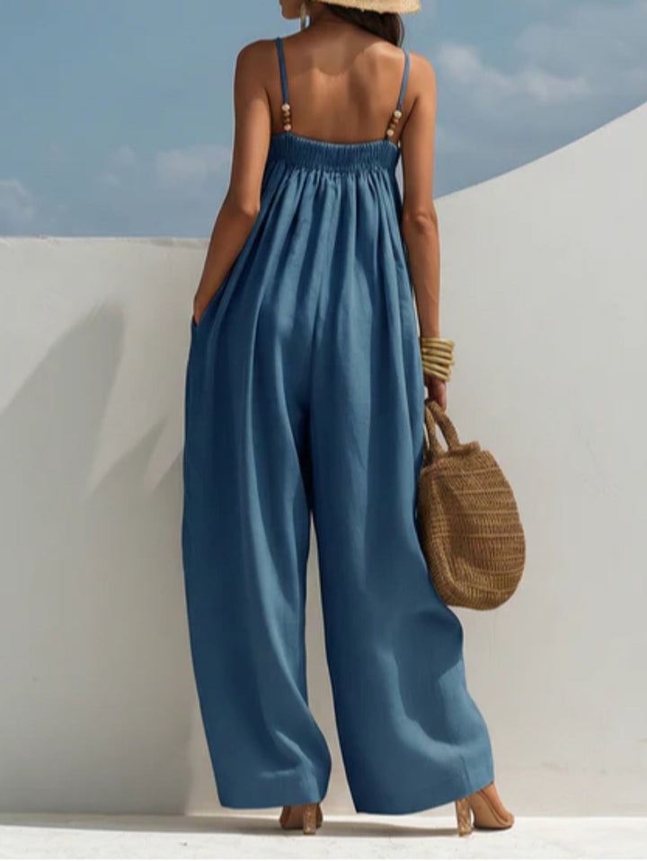 Monica | Wide Leg Denim Jumpsuit