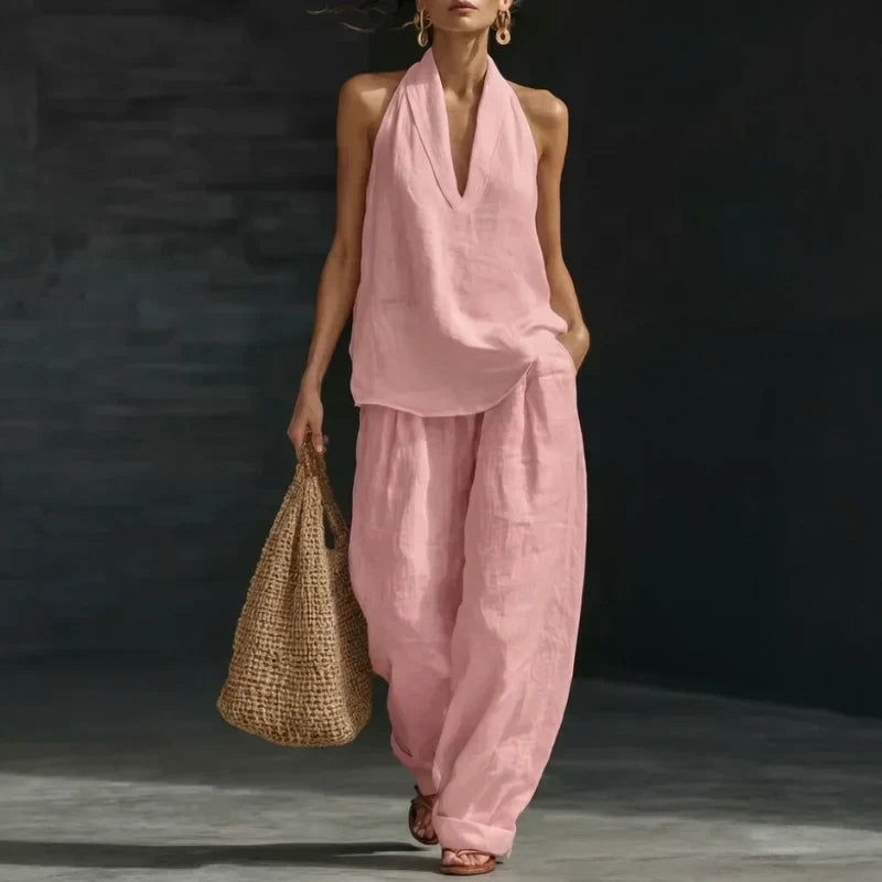 Hildegard | Two-Piece Set in Textured Linen Fabric