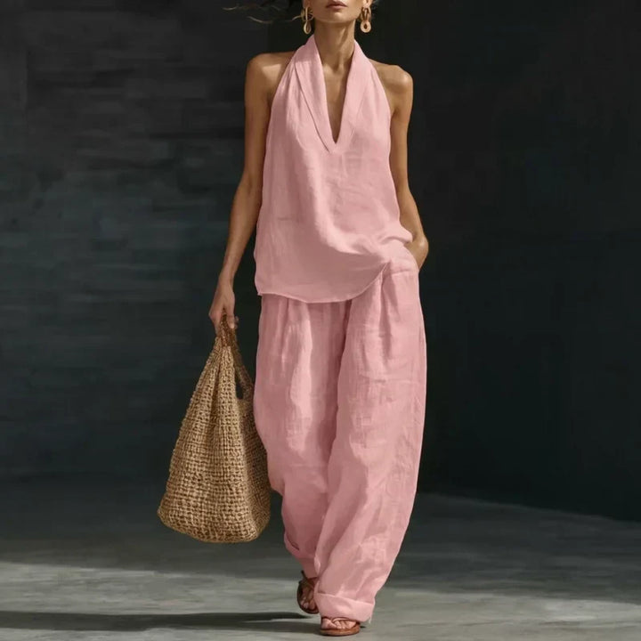 Hildegard | Two-Piece Set in Textured Linen Fabric