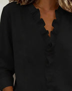 Sadie | Blouse with Ruffles, V-Neck and Long Sleeves
