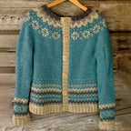 Amelia | Teal Fair Isle Icelandic Cardigan