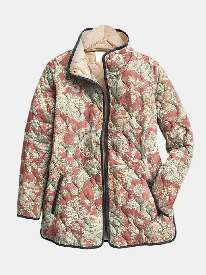 Cordelia | Terracotta Damask Quilted Jacket