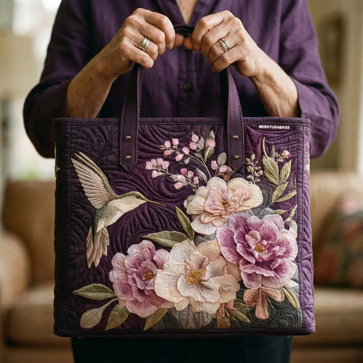 Artisan Quilted Bag - Featuring Hummingbirds and Orchids