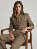 Celia | Checked Jumpsuit with Refined Details
