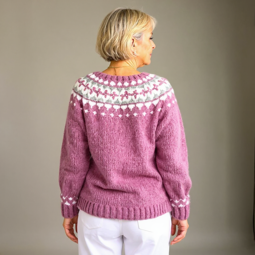 Mia | Orchid Pink Snowflake Icelandic Cardigan