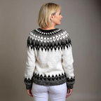Ava | Cream and Black Icelandic Cardigan