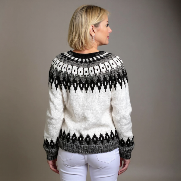 Ava | Cream and Black Icelandic Cardigan