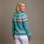 Eleanor | Turquoise Fair Isle Icelandic Cardigan