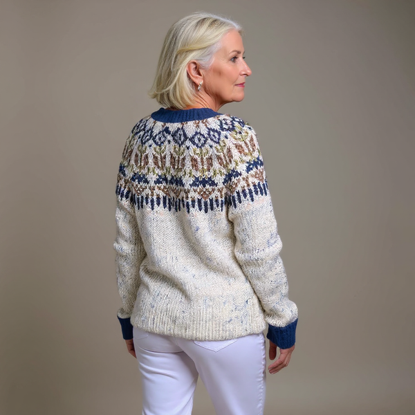 Harper | Cream and Navy Icelandic Cardigan