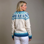 Maeve | Cream and Blue Icelandic Cardigan