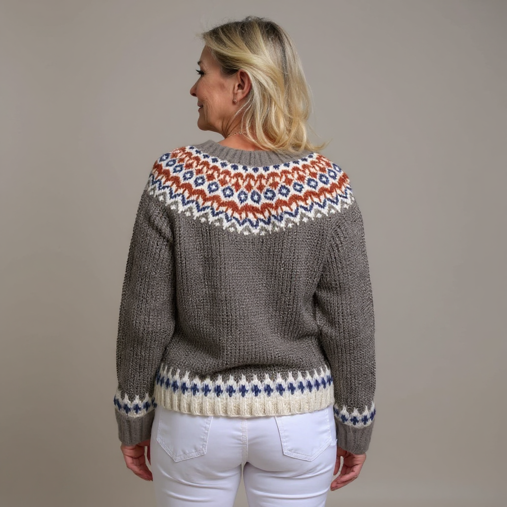 Bella | Grey and Rust Icelandic Cardigan