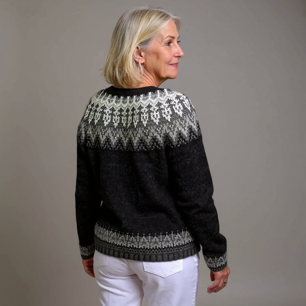 Neve | Black and White Icelandic Cardigan