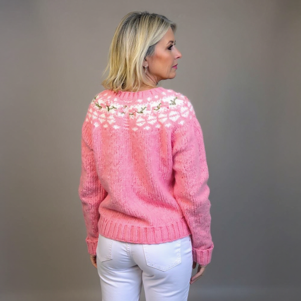 Vera | Soft Pink Floral Icelandic Cardigan