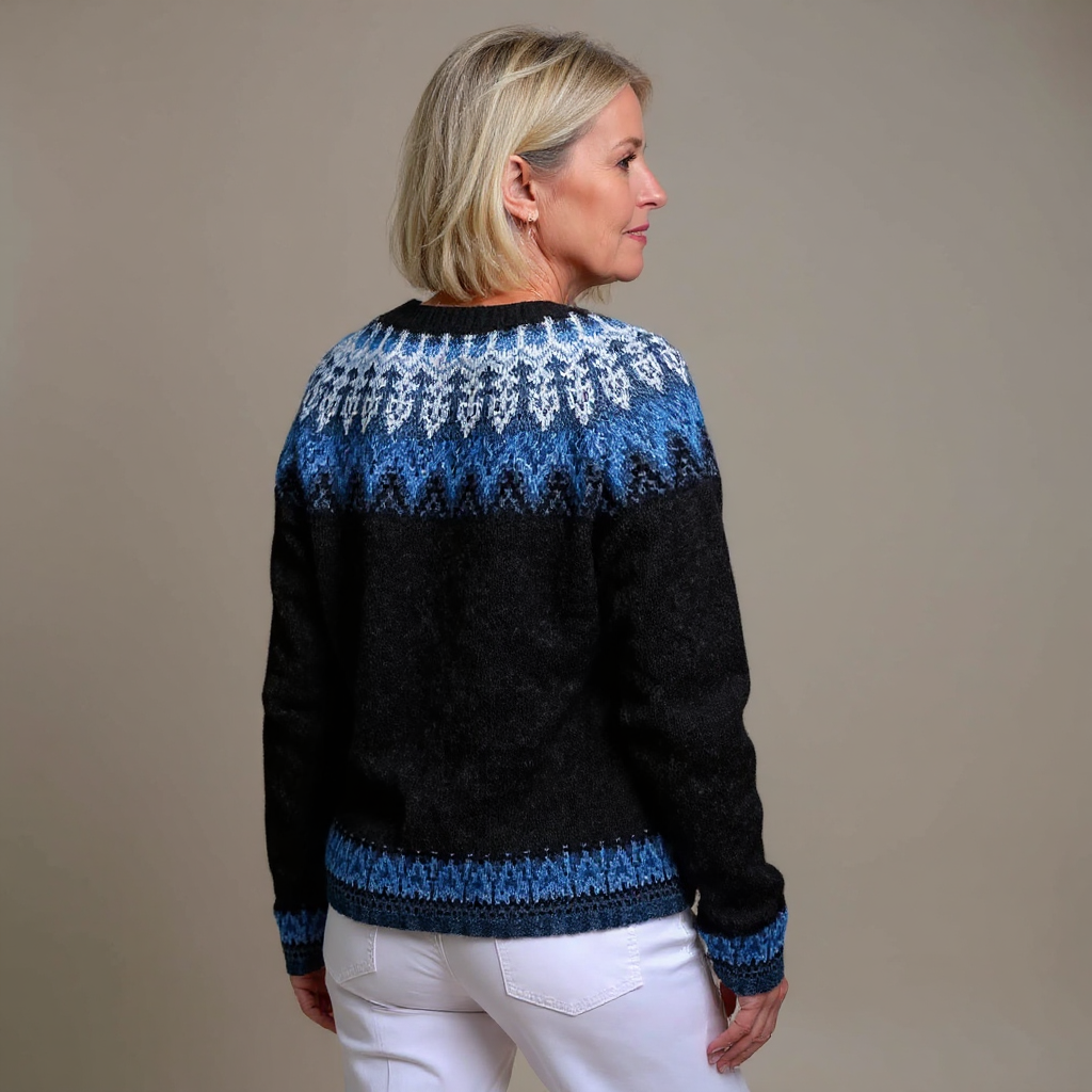Joanna | Black and Blue Icelandic Cardigan