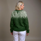 Brianna | Forest Green Snowflake Icelandic Cardigan