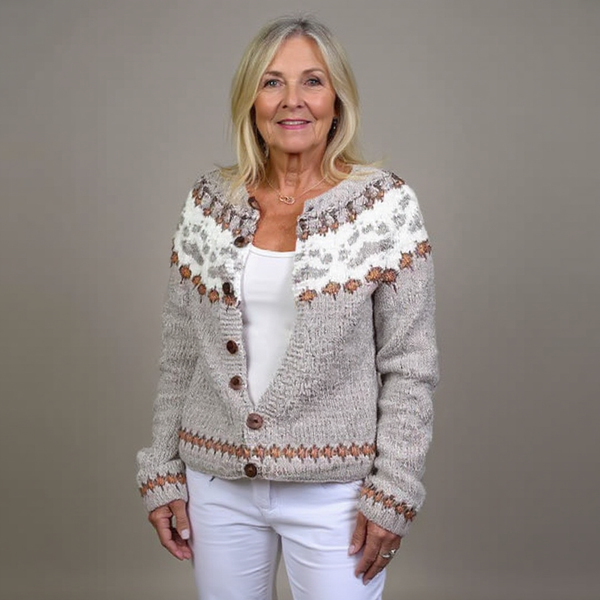 Maya | Oatmeal and Rust Icelandic Cardigan
