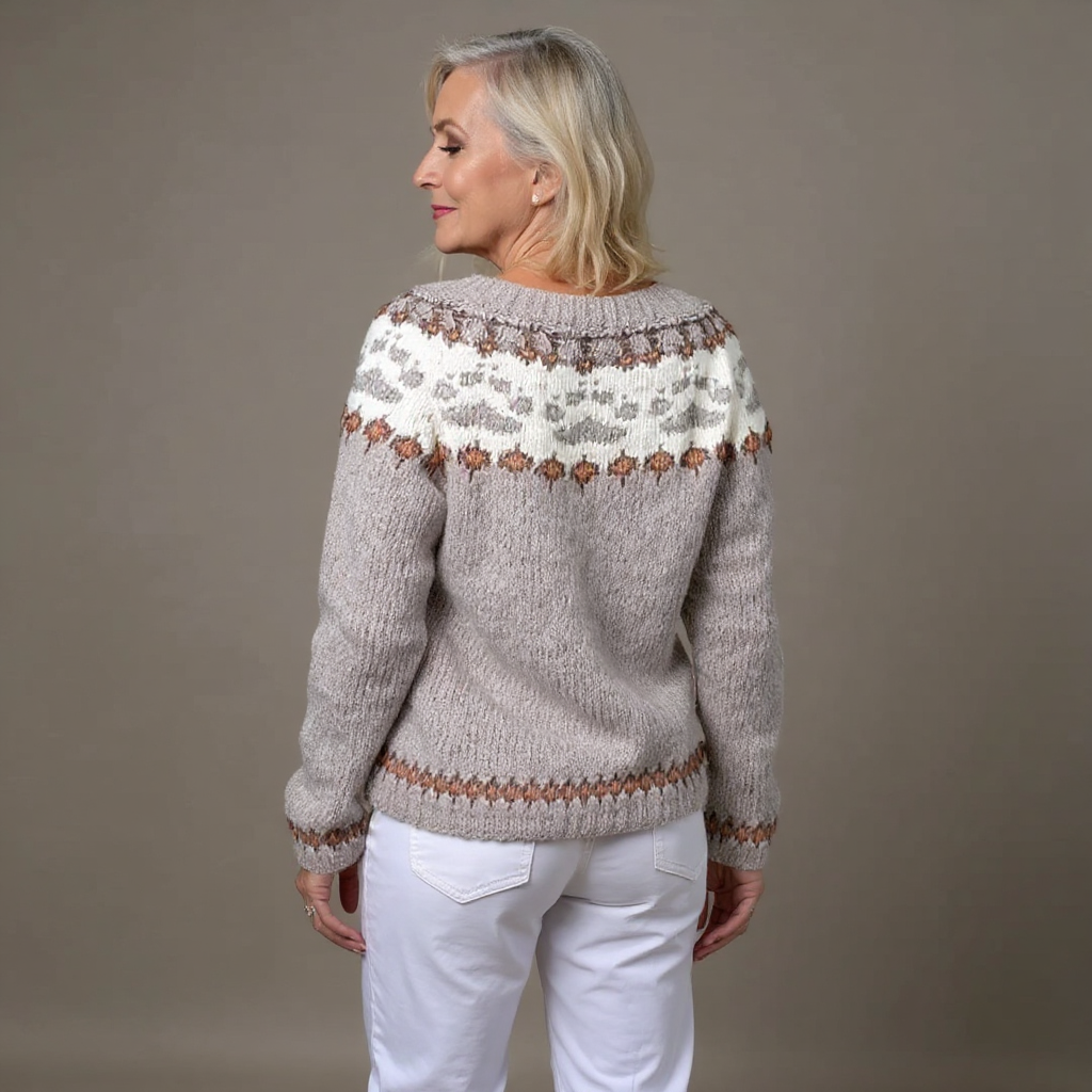 Maya | Oatmeal and Rust Icelandic Cardigan