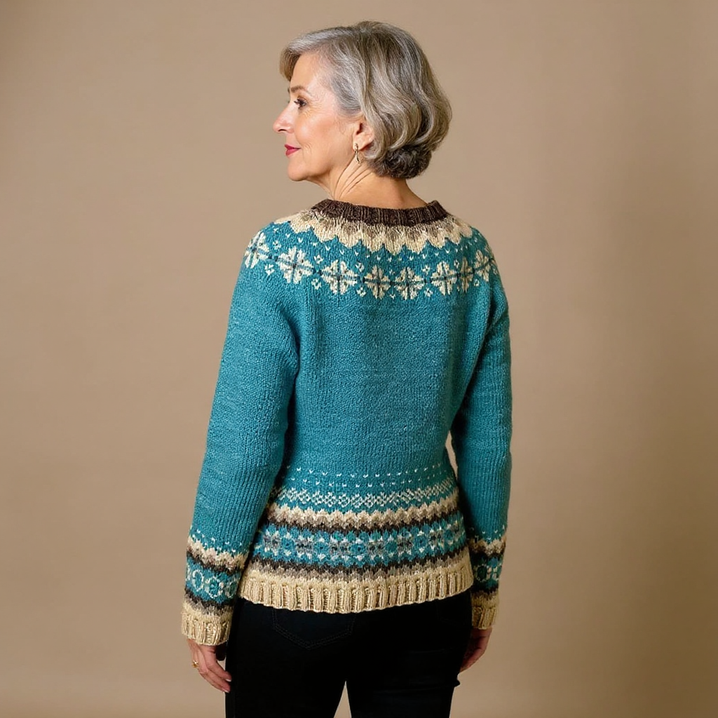 Amelia | Teal Fair Isle Icelandic Cardigan