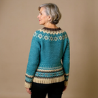 Amelia | Teal Fair Isle Icelandic Cardigan