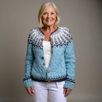 Mira | Pale Blue Snowflake Icelandic Cardigan