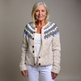 Penny | Oatmeal and Blue Icelandic Cardigan
