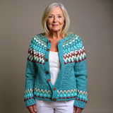 Eleanor | Turquoise Fair Isle Icelandic Cardigan