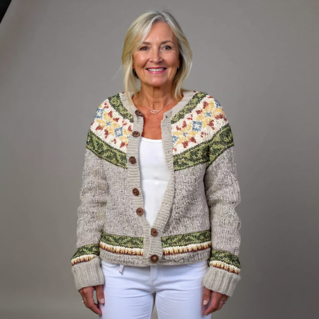 Autumn | Cream and Sage Icelandic Cardigan