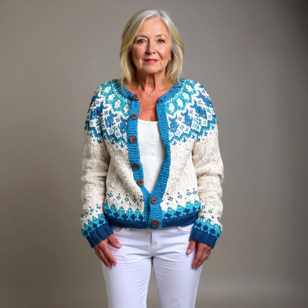 Maeve | Cream and Blue Icelandic Cardigan