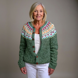 Ella | Green Floral Icelandic Cardigan