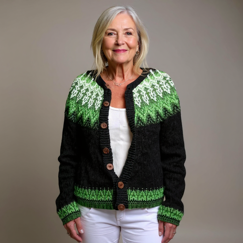 Sadie | Black and Green Icelandic Cardigan