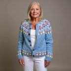Quinn | Pale Blue Floral Icelandic Cardigan