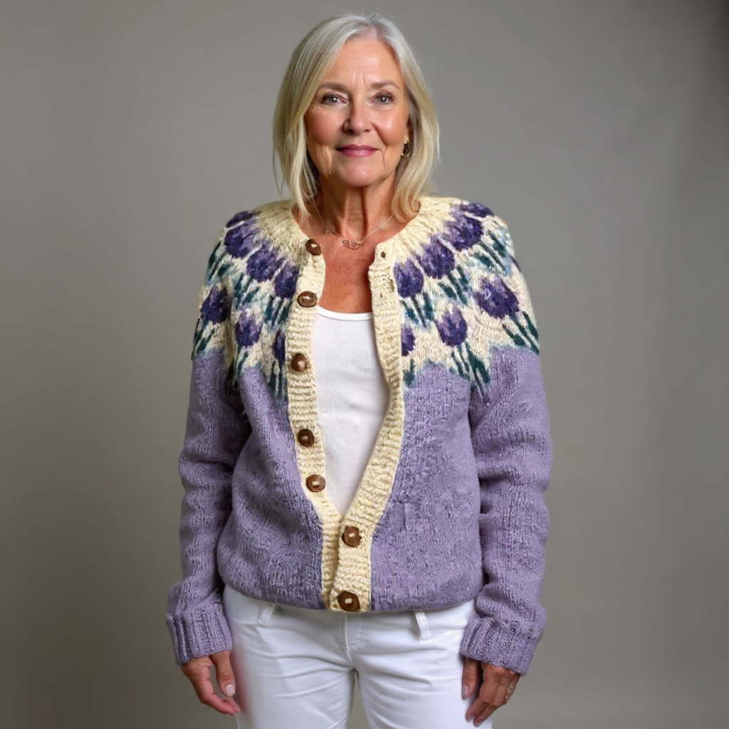 Josephine | Lilac Floral Knitted Cardigan