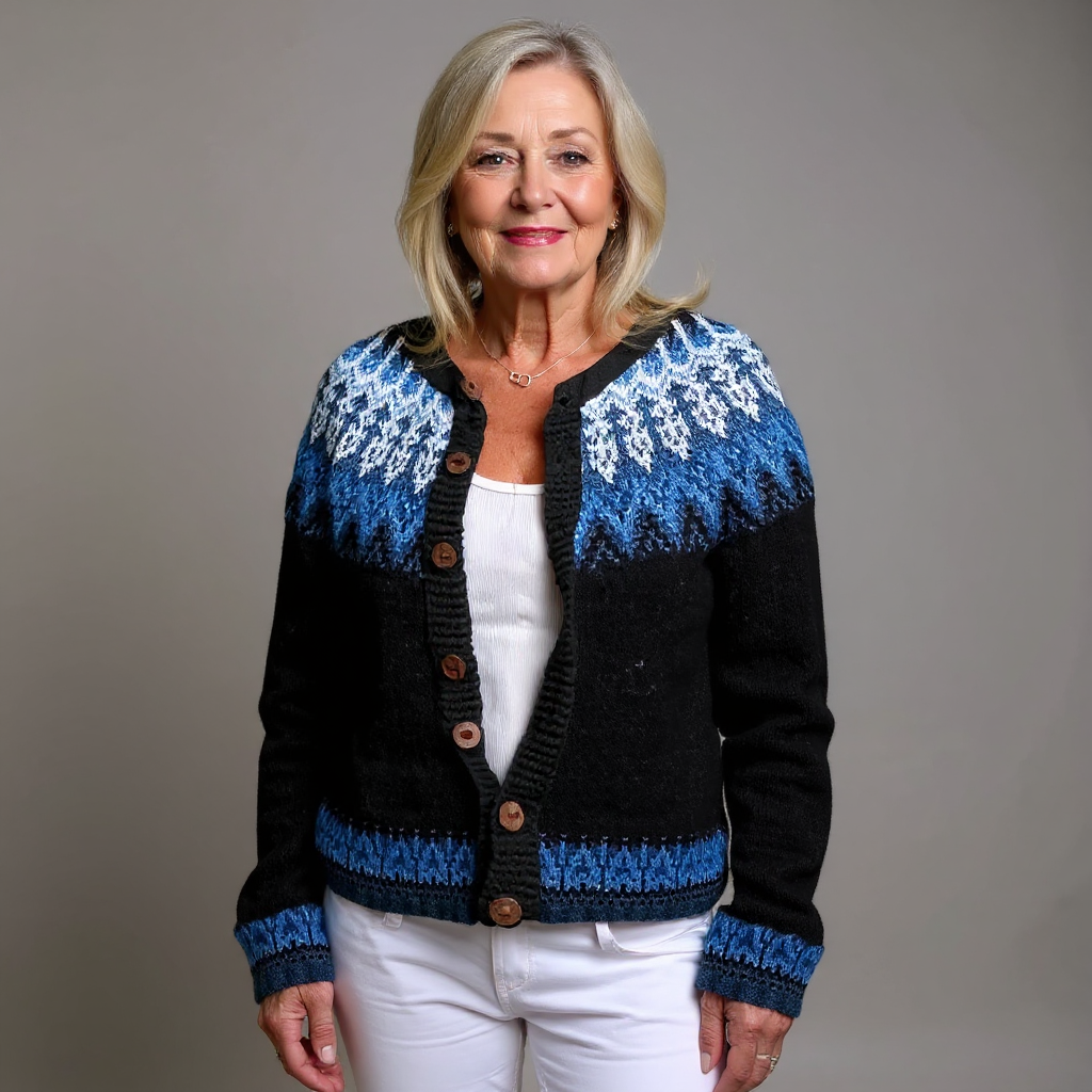 Joanna | Black and Blue Icelandic Cardigan