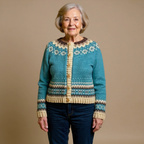 Amelia | Teal Fair Isle Icelandic Cardigan