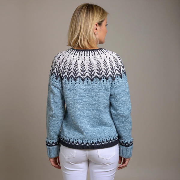 Cora | Pale Blue and Navy Icelandic Cardigan