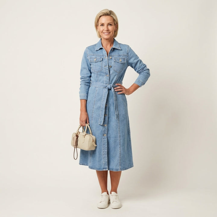 Maribell | Long Sleeve Denim Maxi Dress